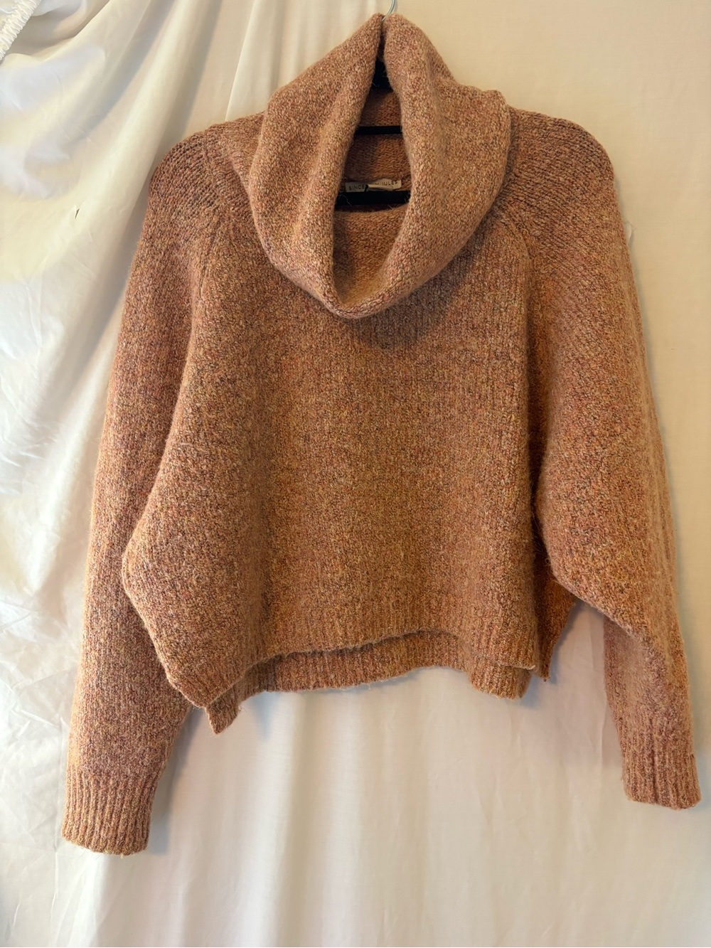 Sincerely Jules Cropped Cowl Neck Sweater - Rust